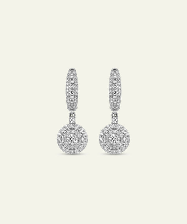Ovani® Natural Diamond Double Halo Drop Huggies Earrings - 1.6 Ct. T.W.