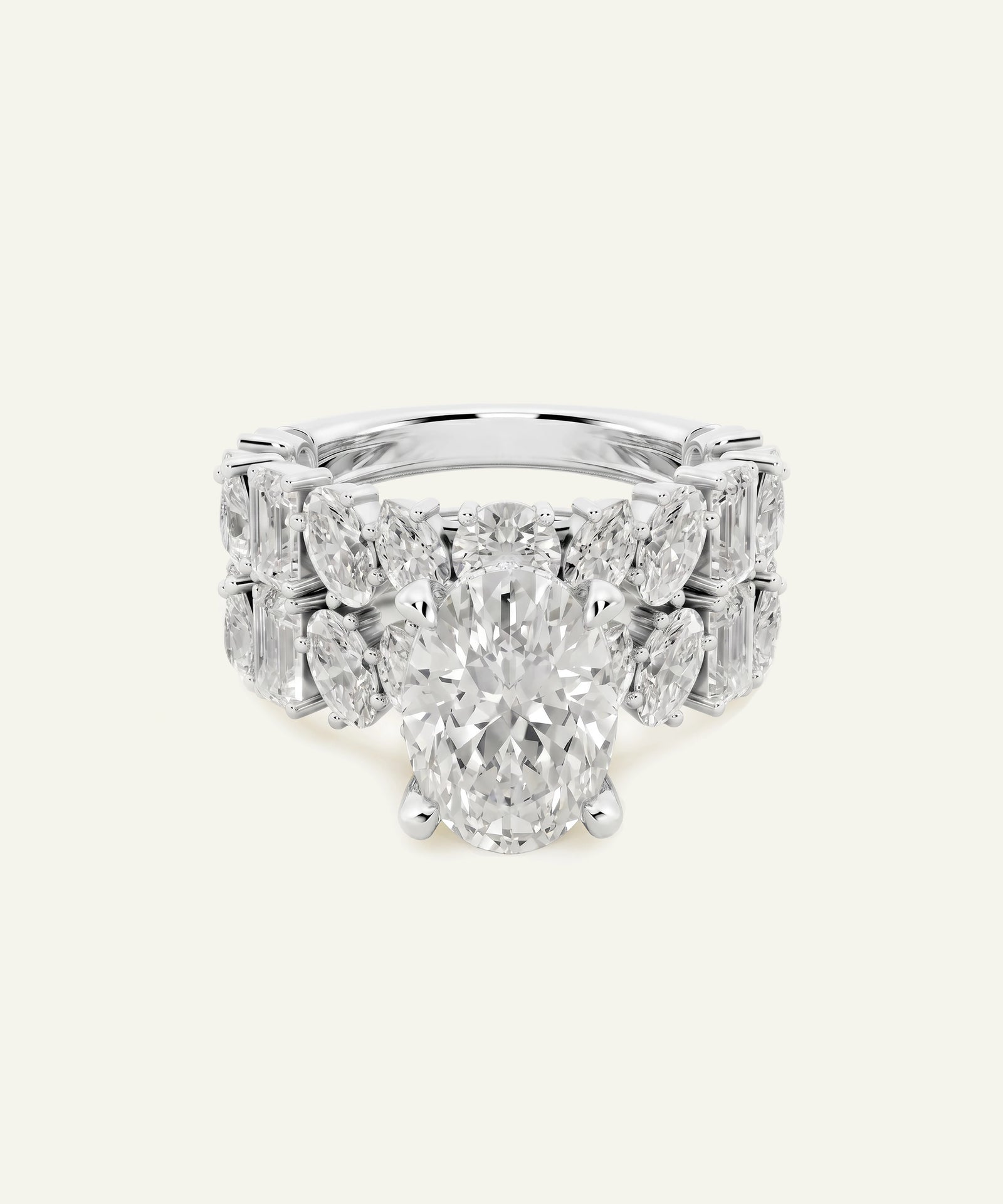 Ovani® Lab-grown Diamond Oval Bridal Set -  7.08 Ct. T.W.