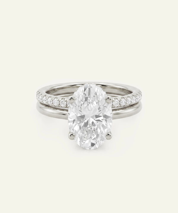 Ovani® Lab-grown Diamond Oval Hidden Halo Bridal Set
