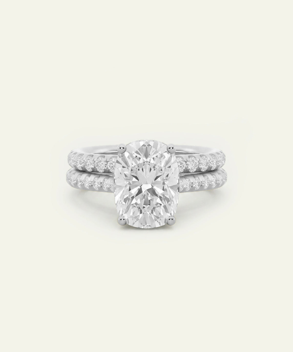 Ovani® Lab-grown Diamond Cushion Hidden Halo Bridal Set