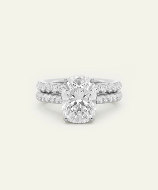 Ovani® Lab-grown Diamond Cushion Hidden Halo Bridal Set