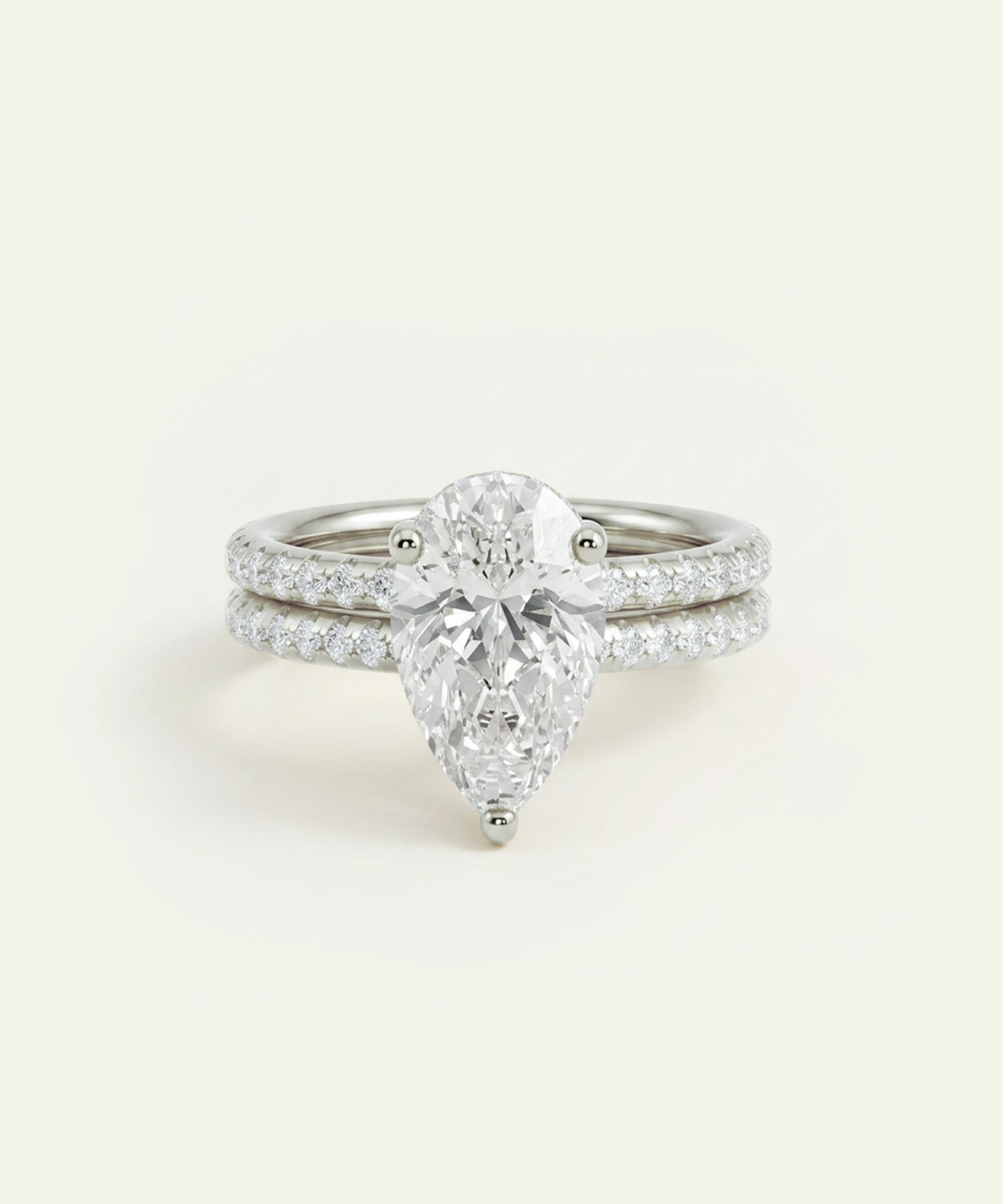 Ovani® Lab-grown Diamond Pear Hidden Halo Bridal Set