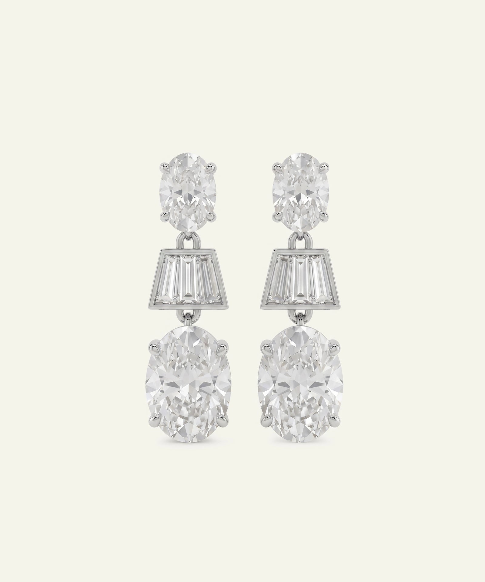 Ovani® Lab-grown Diamond Oval & Baguette Dangling Earrings