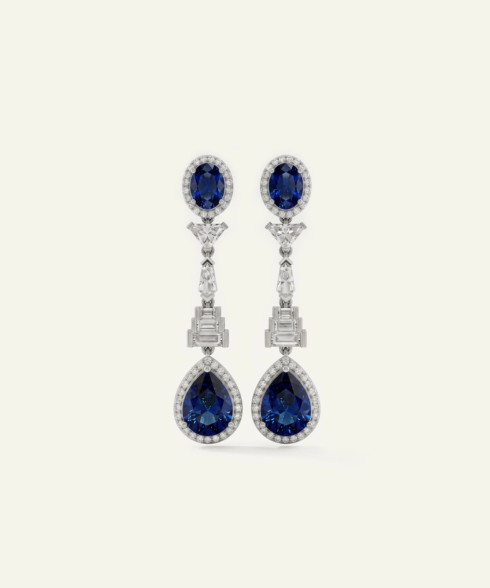 Ovani® Lab-grown Diamond & Lab-created Sapphire Dangling Earrings