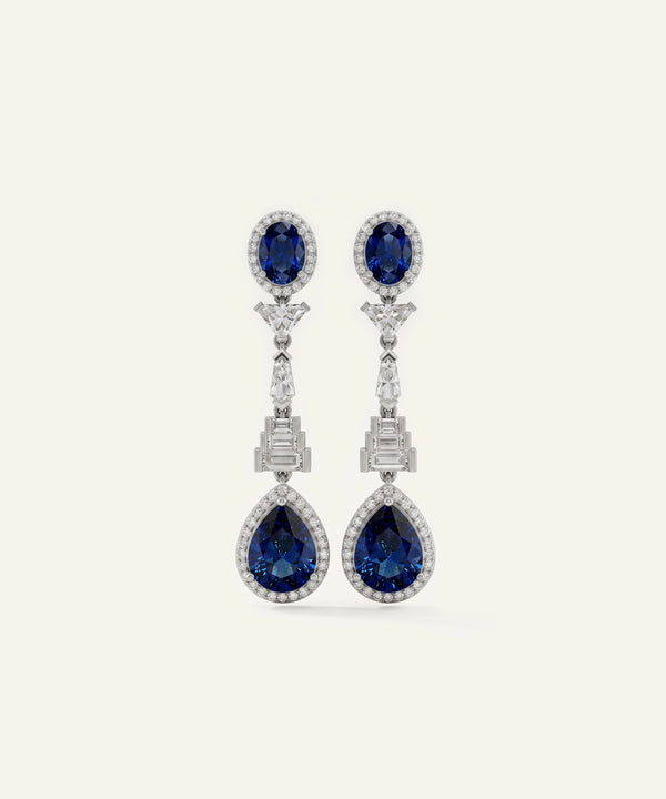 Ovani® Lab-grown Diamond & Lab-created Sapphire Dangling Earrings