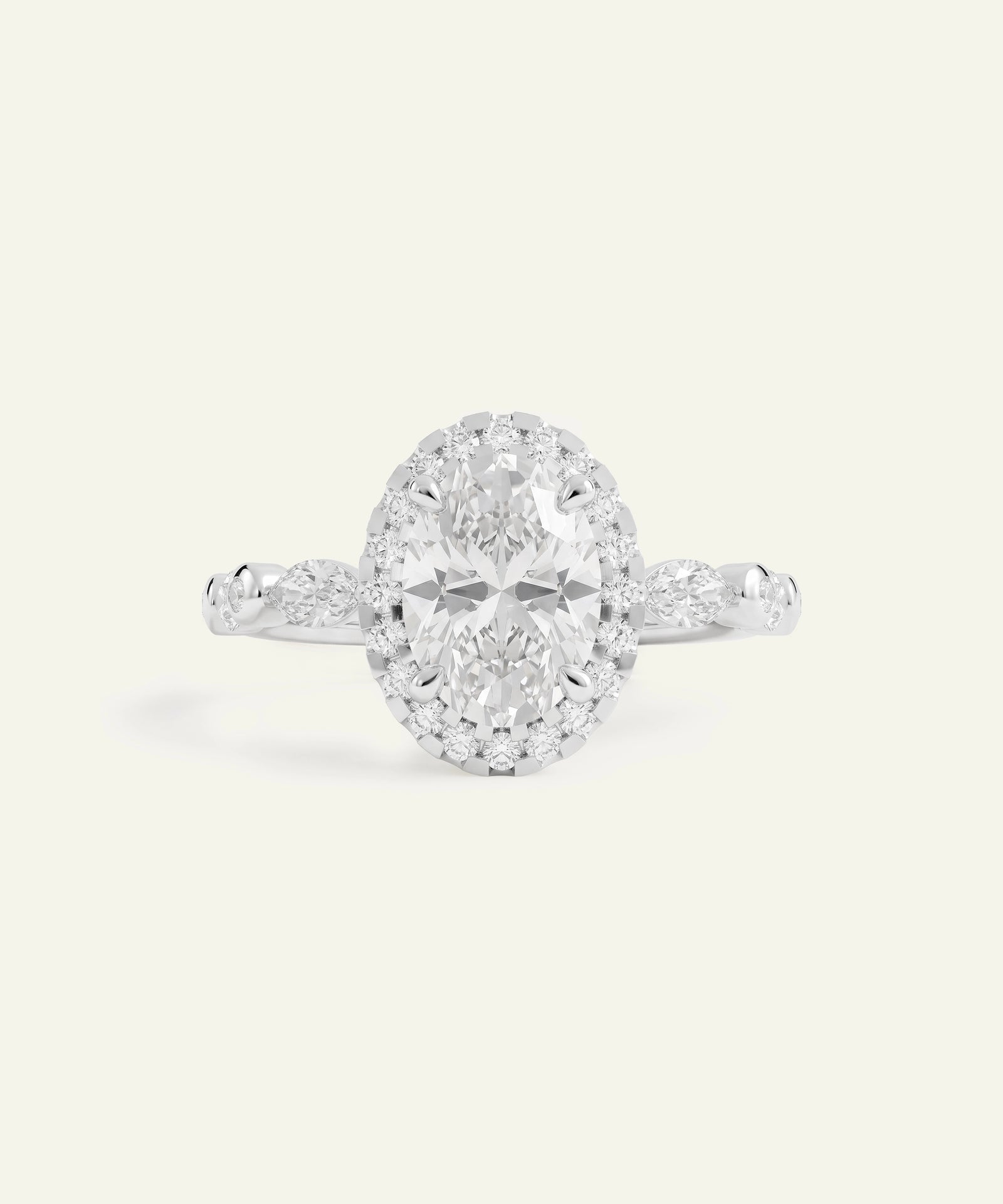 Ovani® Lab-grown Diamond Oval Halo Engagement Ring