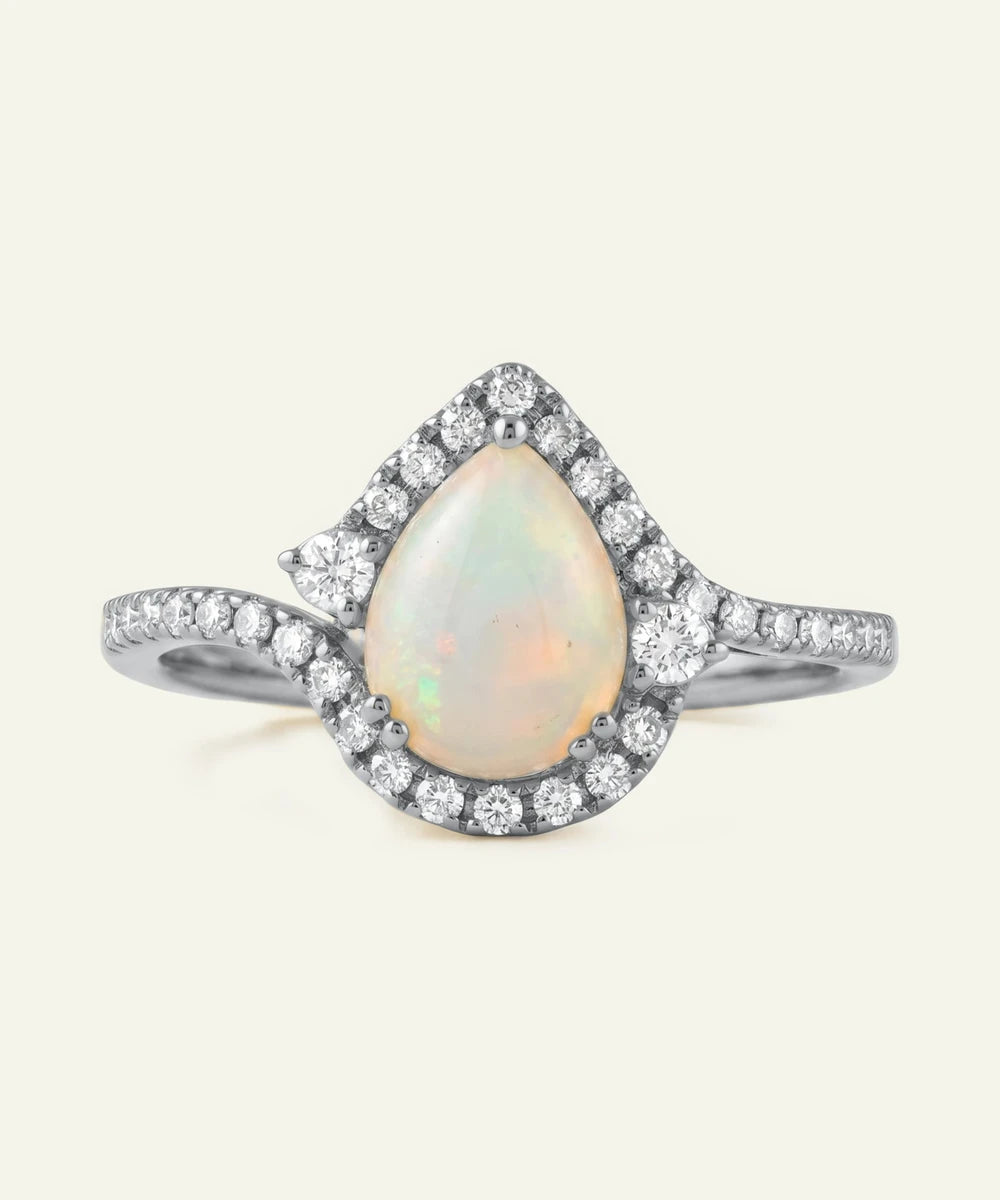 NovelloÂ® Opal & Lab-Grown Diamond Pear Halo Ring 1.53 Ct. T.W. - image 5