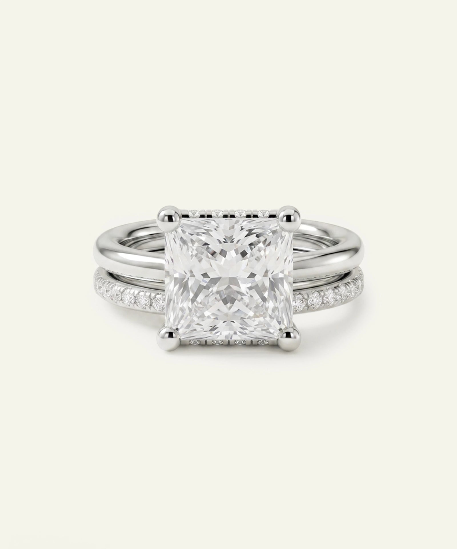Ovani® Lab-grown Diamond Princess Hidden Halo Bridal Set