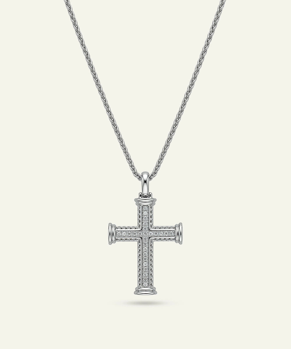 Link N Lock® Silver Lab-grown Diamond Cross Pendant
