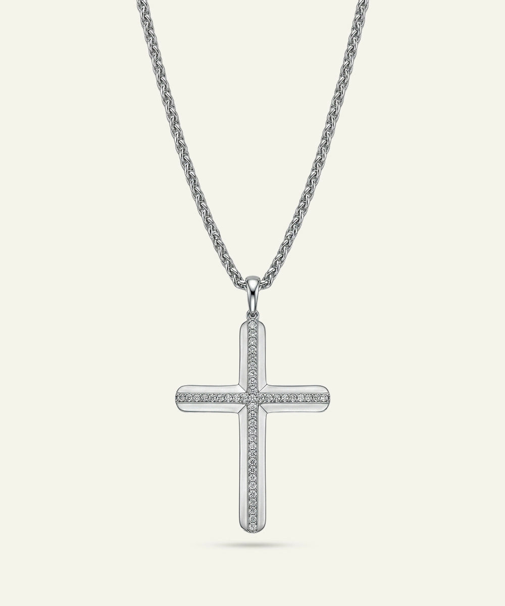 Link N Lock® Silver Lab-grown Diamond Cross Pendant