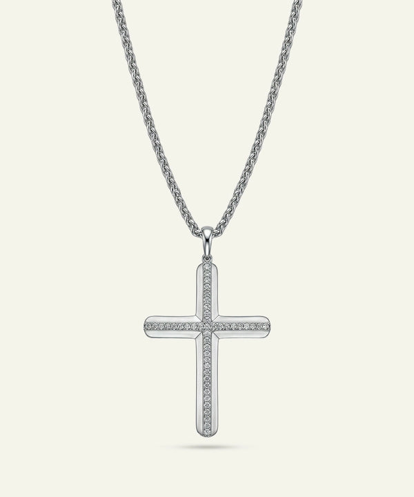 Link N Lock® Silver Lab-grown Diamond Cross Pendant