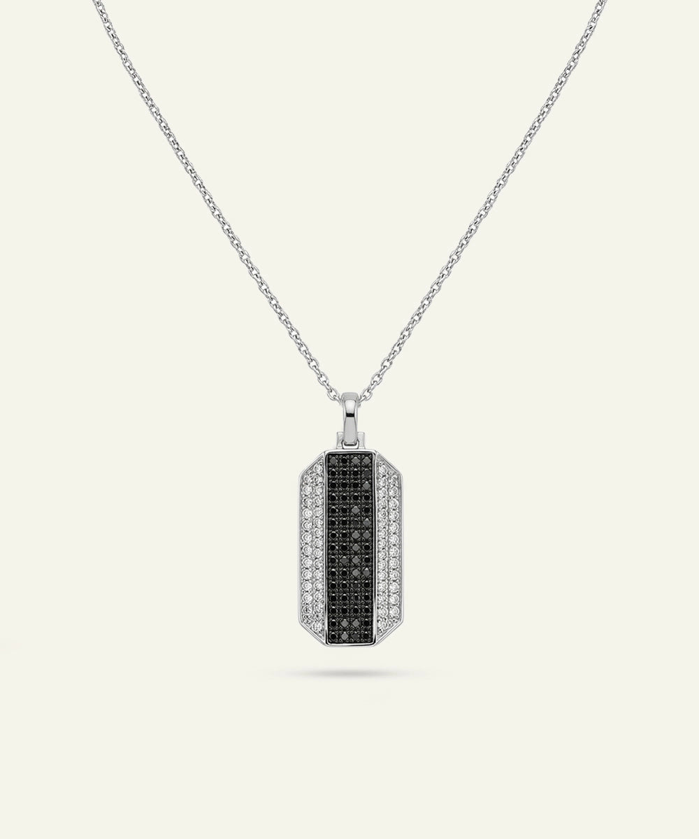 Link N Lock® Black Treated & Lab-grown Diamond Dog Tag Pendant