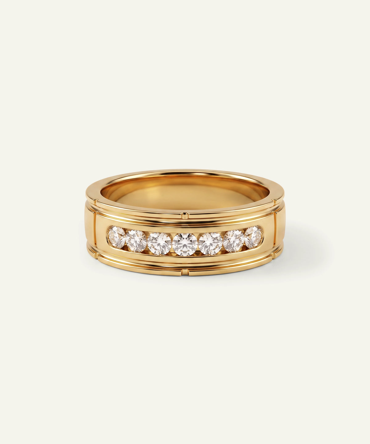 Ovani® channel-set 7-stone natural diamond men's wedding band