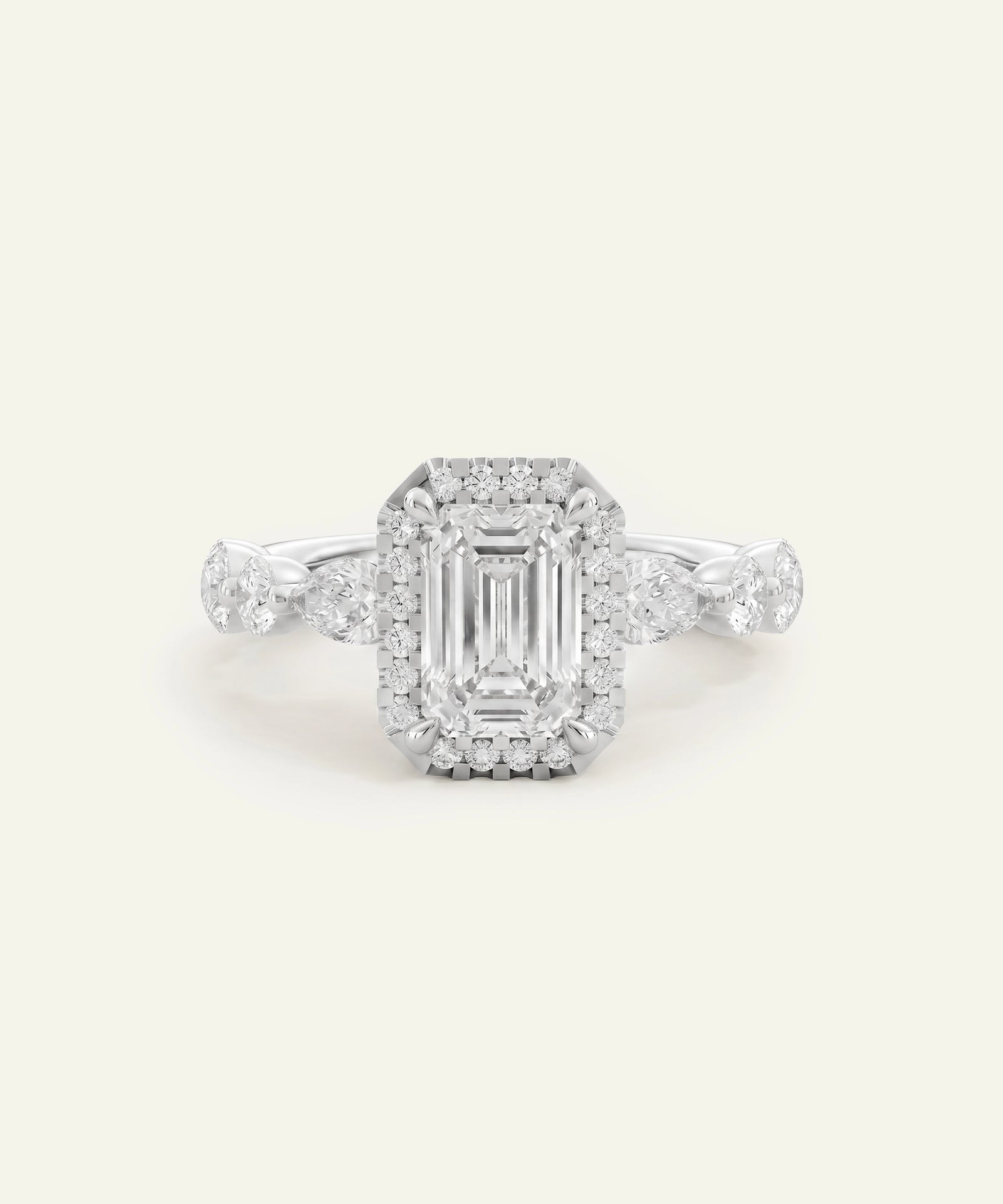 Ovani® Lab-grown Diamond Emerald Halo Engagement Ring