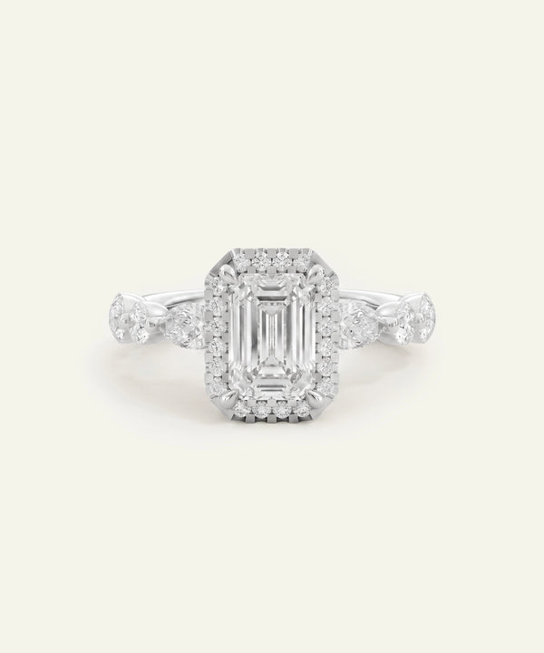 Ovani® Lab-grown Diamond Emerald Halo Engagement Ring