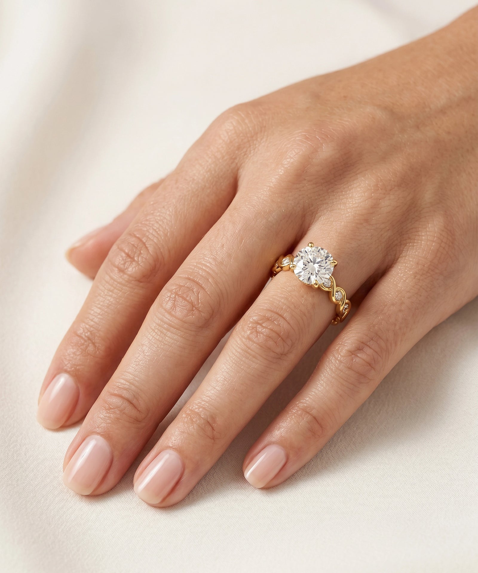 Ovani® Round Lab-grown Diamond Twist Shank Engagement Rings