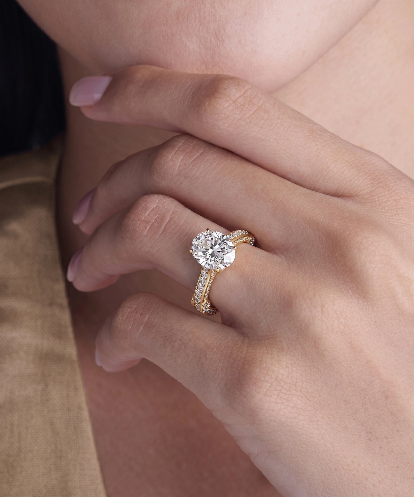 Ovani® Lab-grown Diamond Oval Engagement Ring