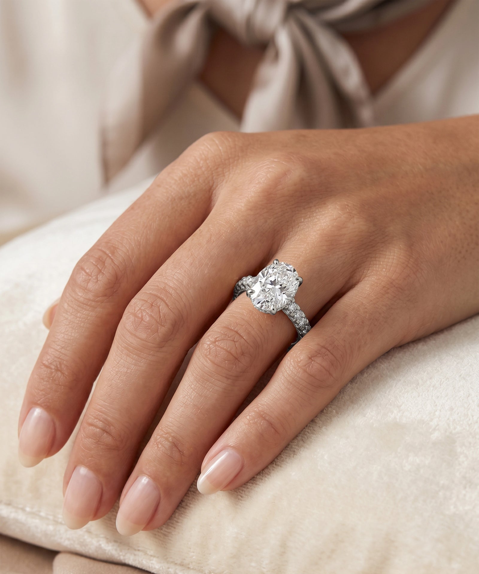 Ovani® Lab-grown Diamond Oval Engagement Ring