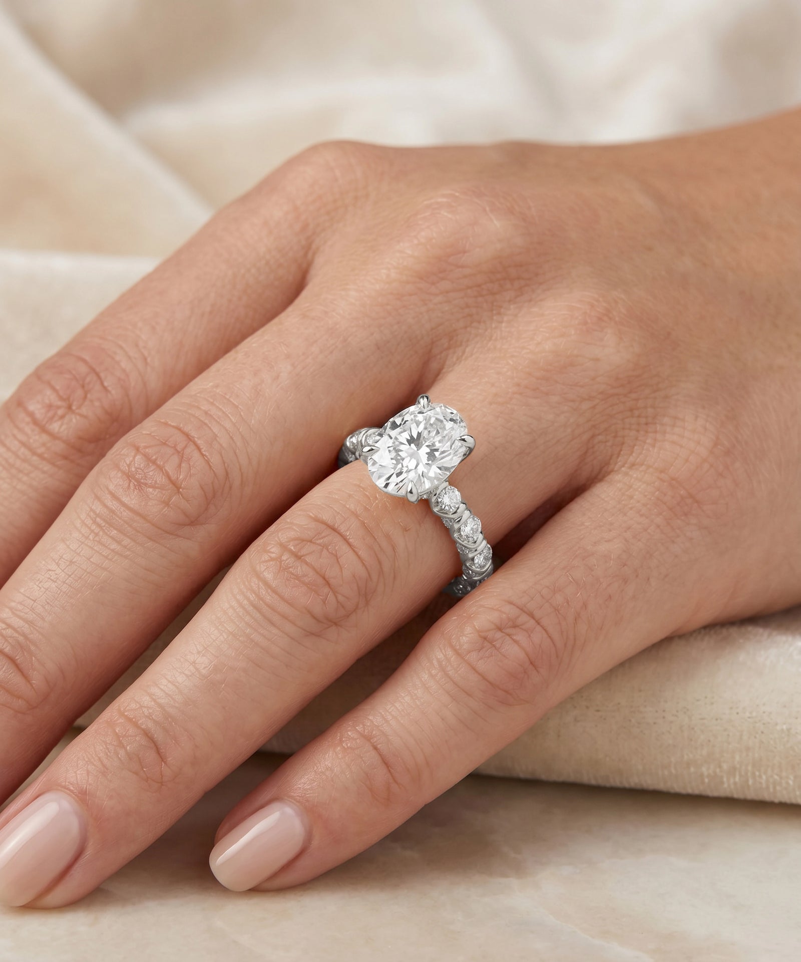 Ovani® Lab-grown Diamond Oval Engagement Ring