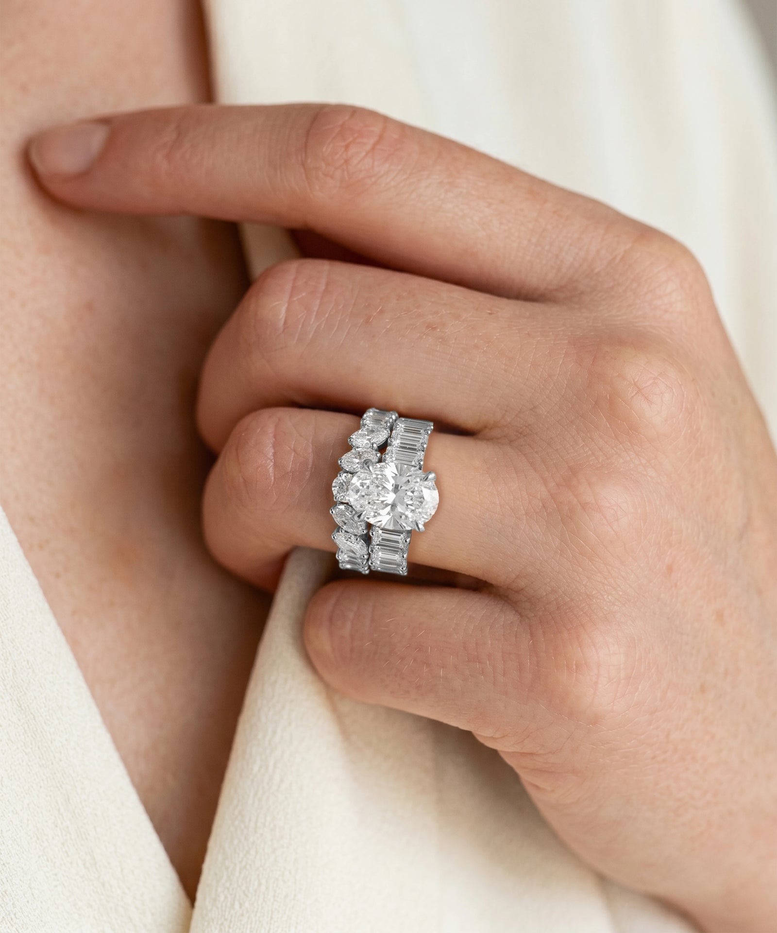 Ovani® Lab-grown Diamond Oval Bridal Set - 7 Ct. T.W.