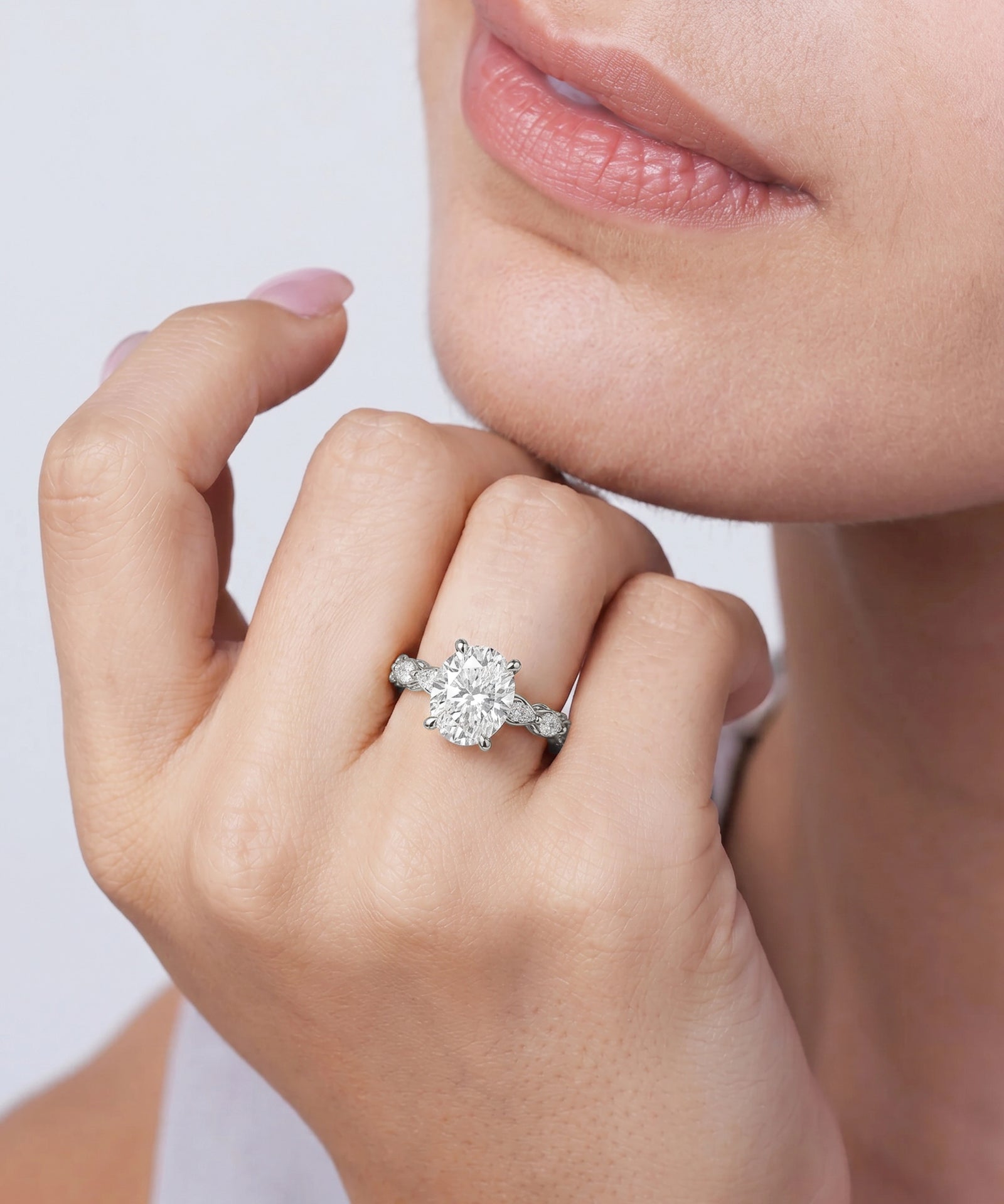 Ovani® Lab-grown Diamond Oval Engagement Ring