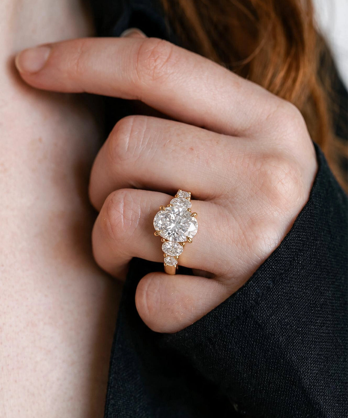Novello® Lab-Grown Diamond Oval Engagement Ring 3.1 Ct. T.W. in 14K Yellow Gold - image 3