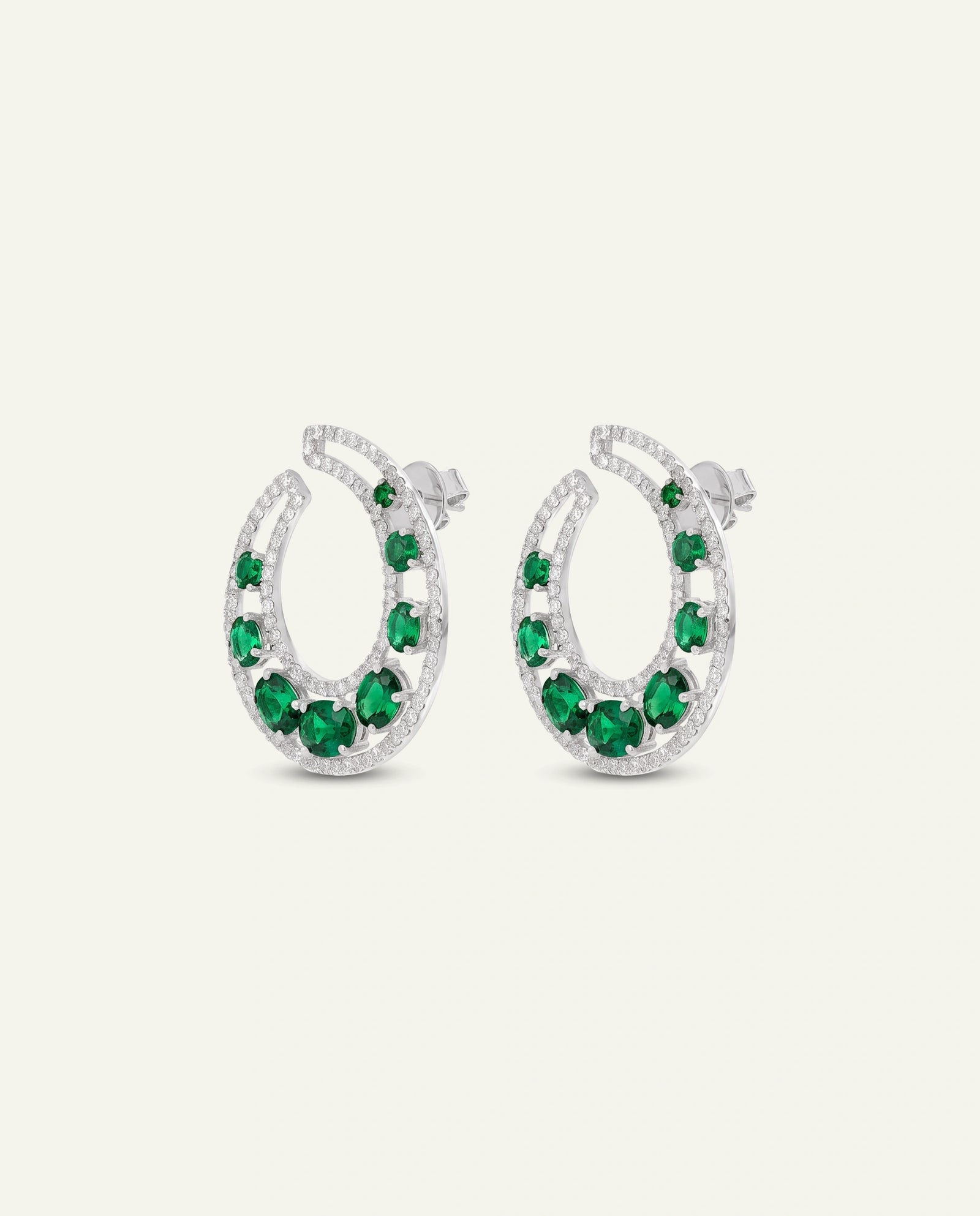 Aanika V. Emerald & Diamond Moon Studs
