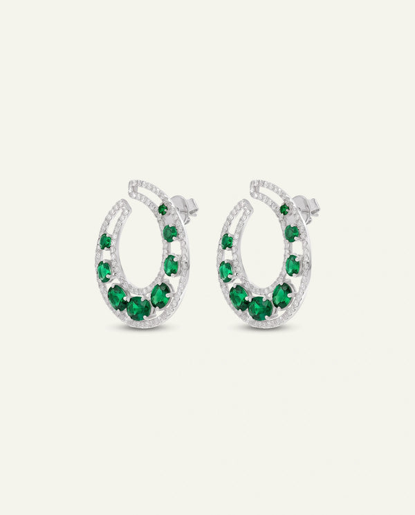 Aanika V. Emerald & Diamond Moon Studs