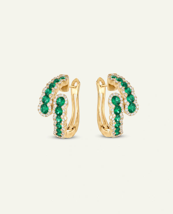 Aanika V. Emerald & Diamond Byass Hoops