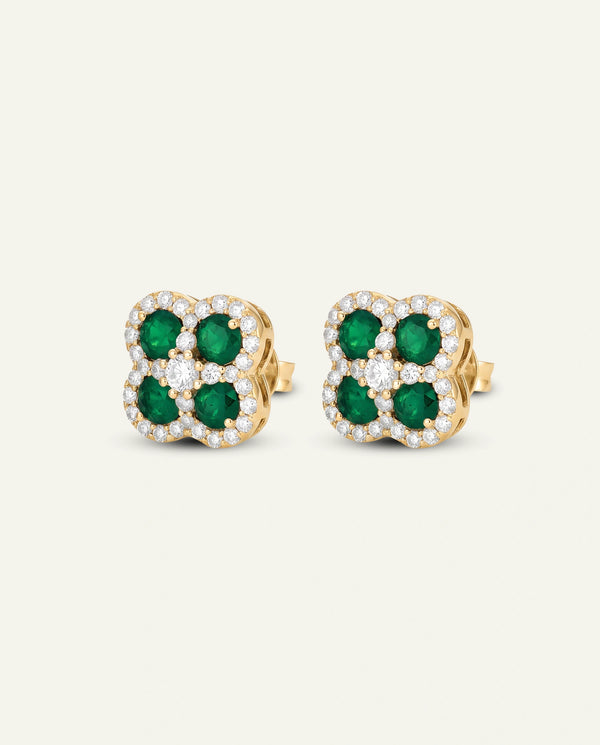 Aanika V. Emerald & Diamond Flower Studs