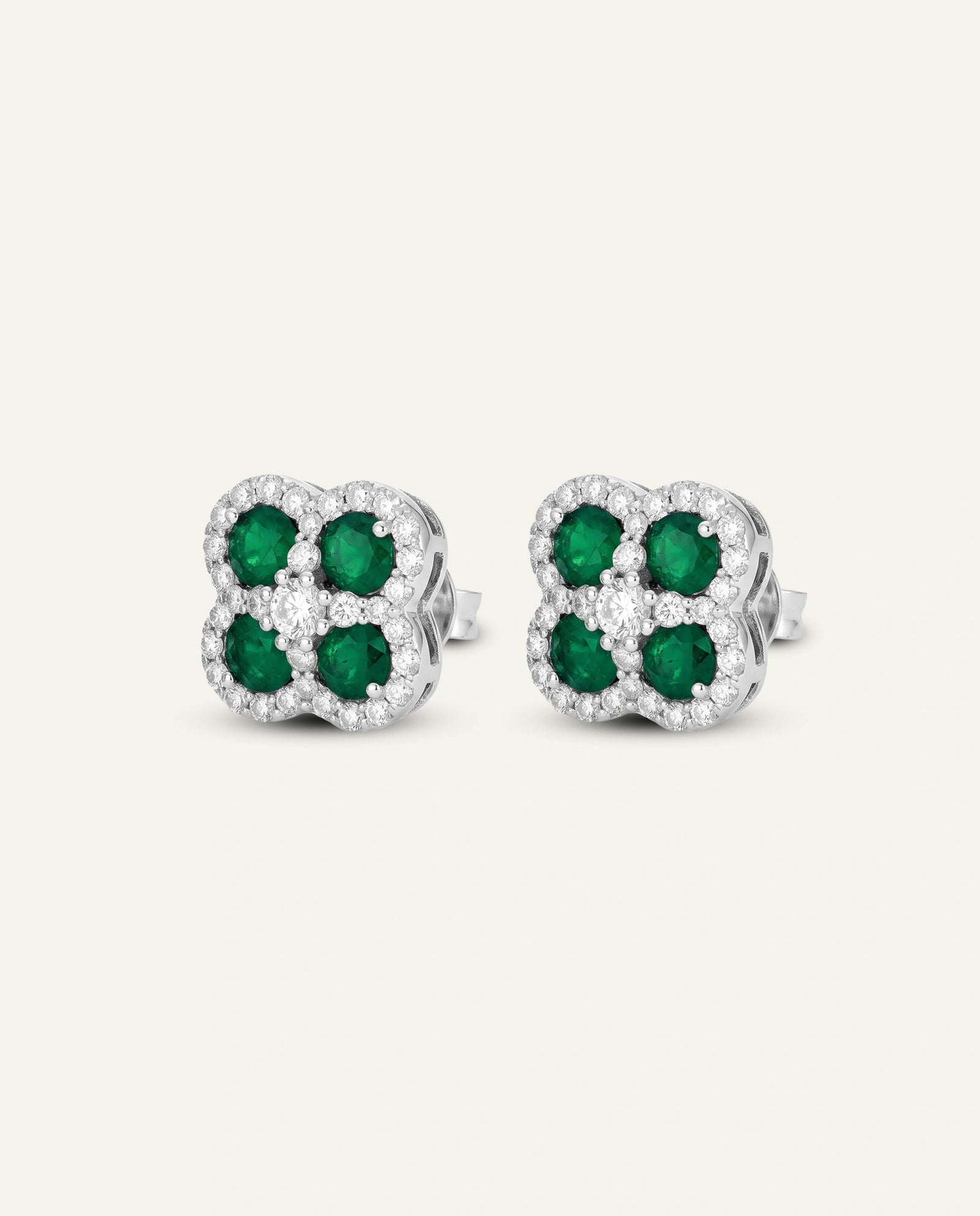 Aanika V. Emerald & Diamond Flower Studs