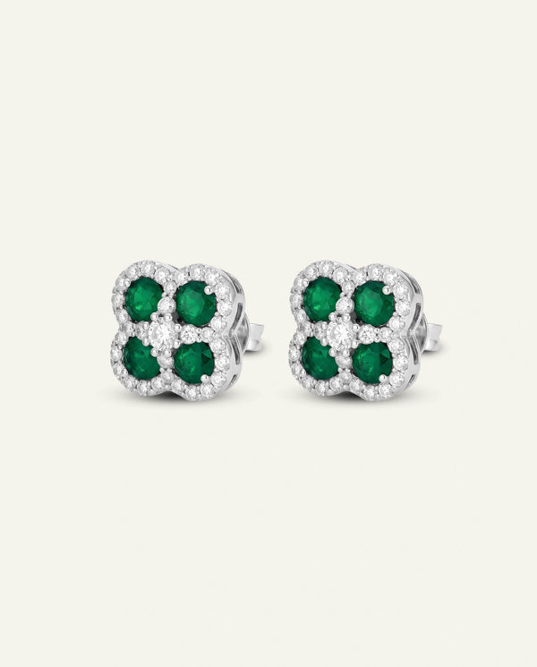 Aanika V. Emerald & Diamond Flower Studs