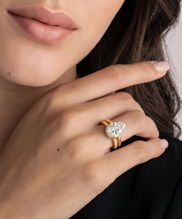 Ovani® Lab-grown Diamond Pear Hidden Halo Bridal Set