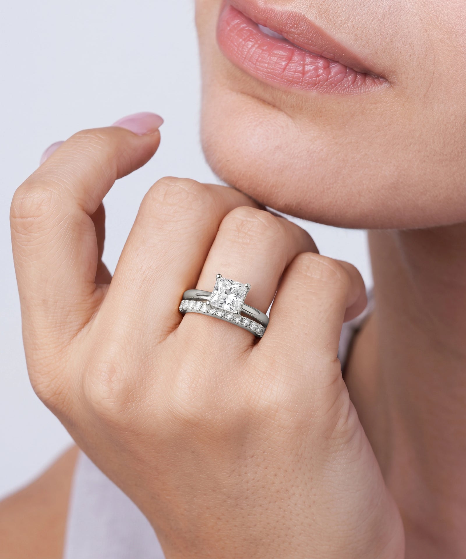 Ovani® Lab-grown Diamond Princess Hidden Halo Bridal Set