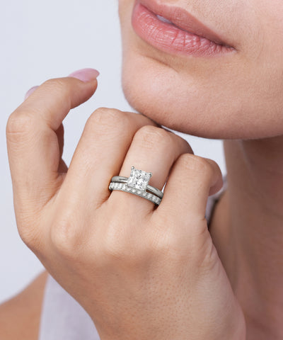 Ovani® Lab-grown Diamond Princess Hidden Halo Bridal Set - alternate view