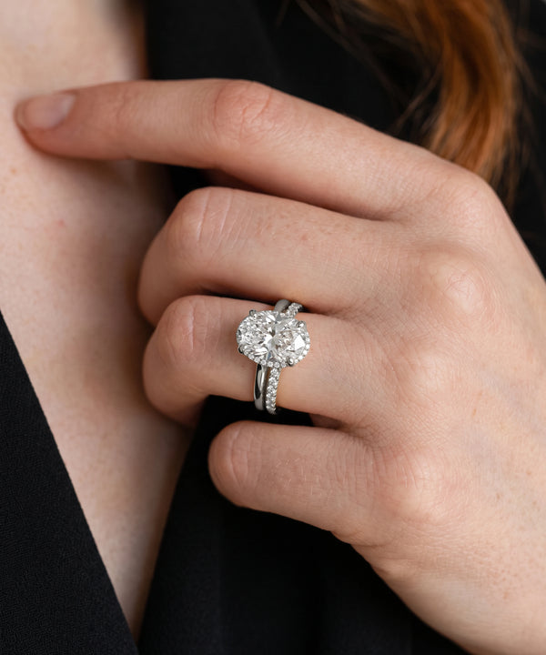 Ovani® Lab-grown Diamond Oval Hidden Halo Bridal Set