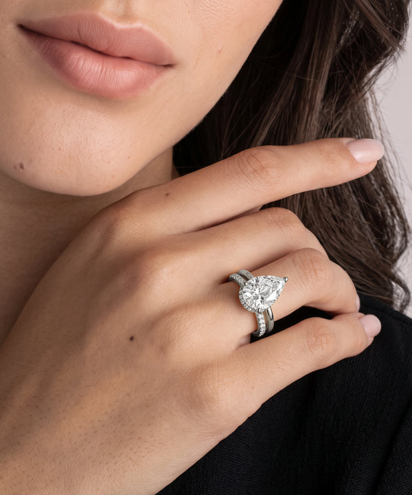 Ovani® Lab-grown Diamond Pear Hidden Halo Bridal Set