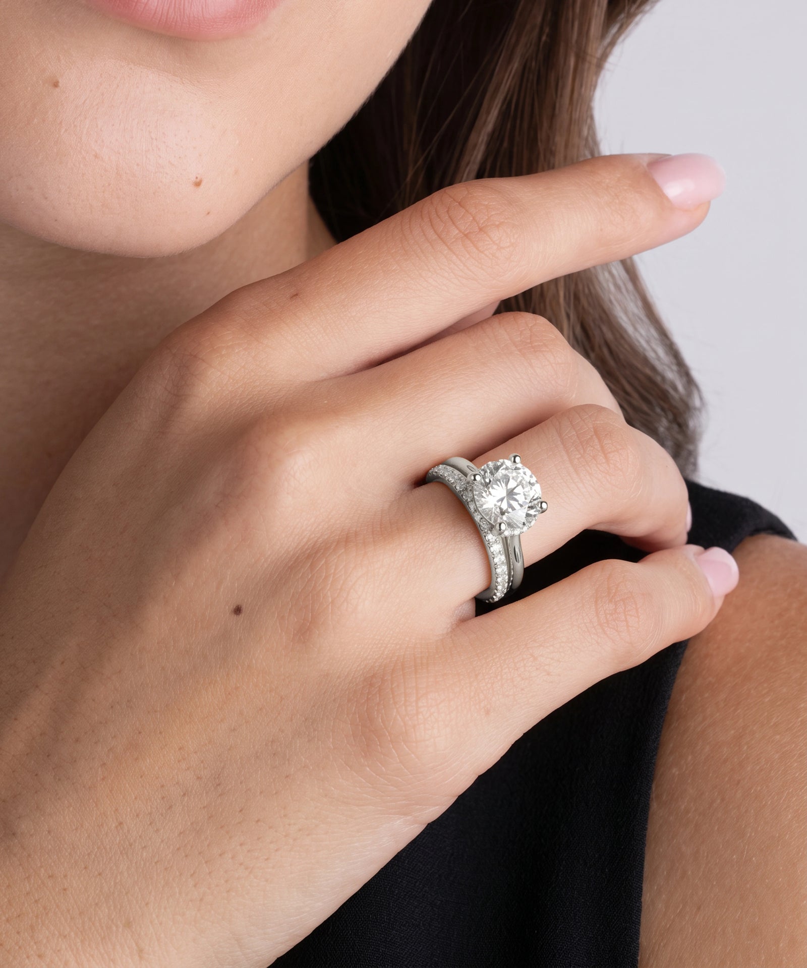 Ovani® Lab-grown Diamond Round Hidden Halo Bridal Set