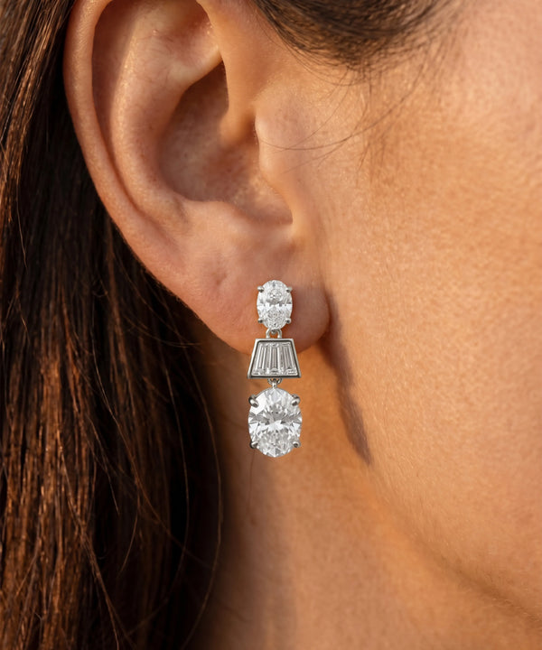 Ovani® Lab-grown Diamond Oval & Baguette Dangling Earrings