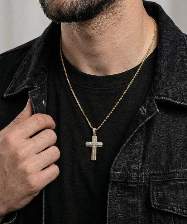 Link N Lock® Silver Lab-grown Diamond Cross Pendant
