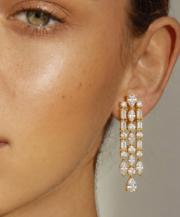 Ovani® Lab-grown Diamond Multi-Shape Dangling Earrings