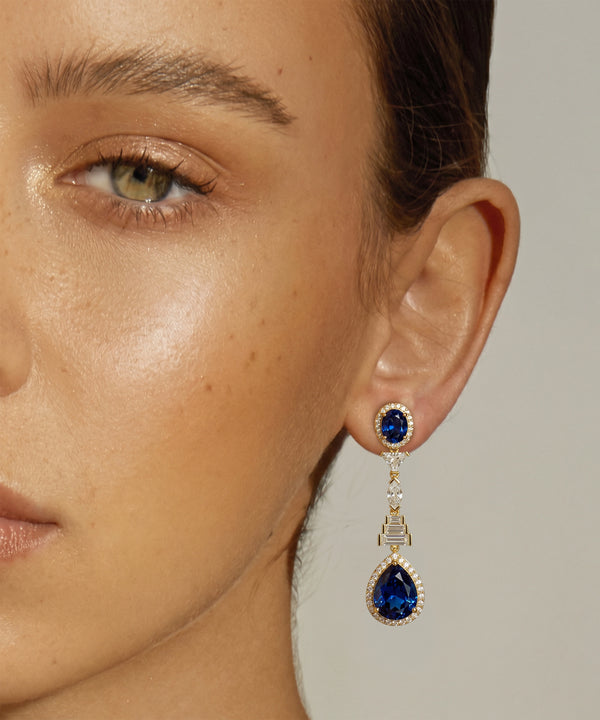 Ovani® Lab-grown Diamond & Lab-created Sapphire Dangling Earrings
