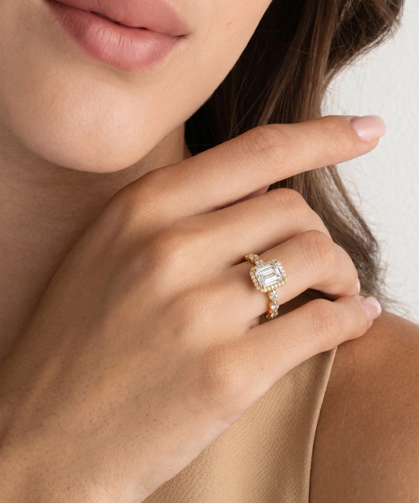 Ovani® Lab-grown Diamond Emerald Halo Engagement Ring