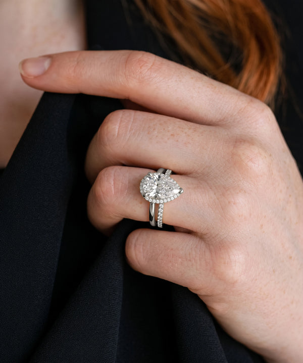 Ovani® Lab-grown Diamond Pear Hidden Halo Bridal Set