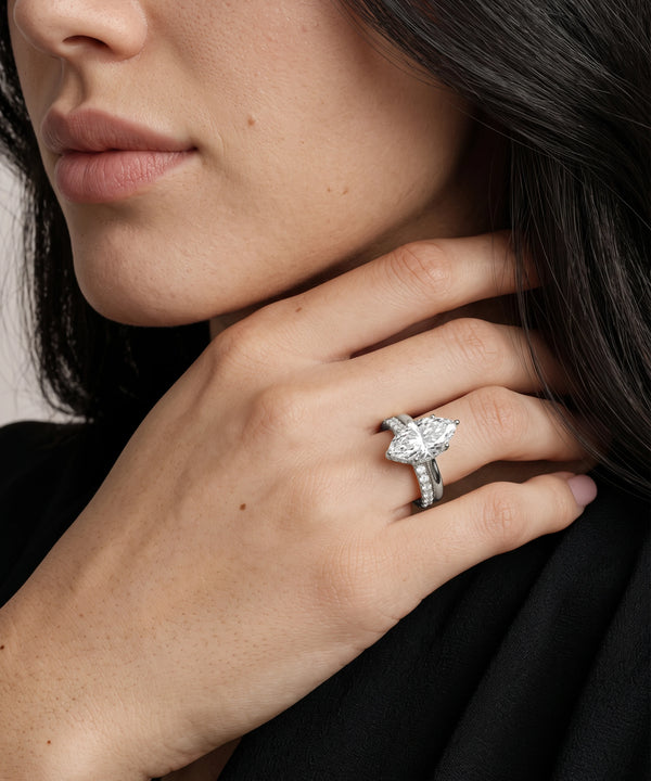 Ovani® Lab-grown Diamond Marquise Hidden Halo Bridal Set