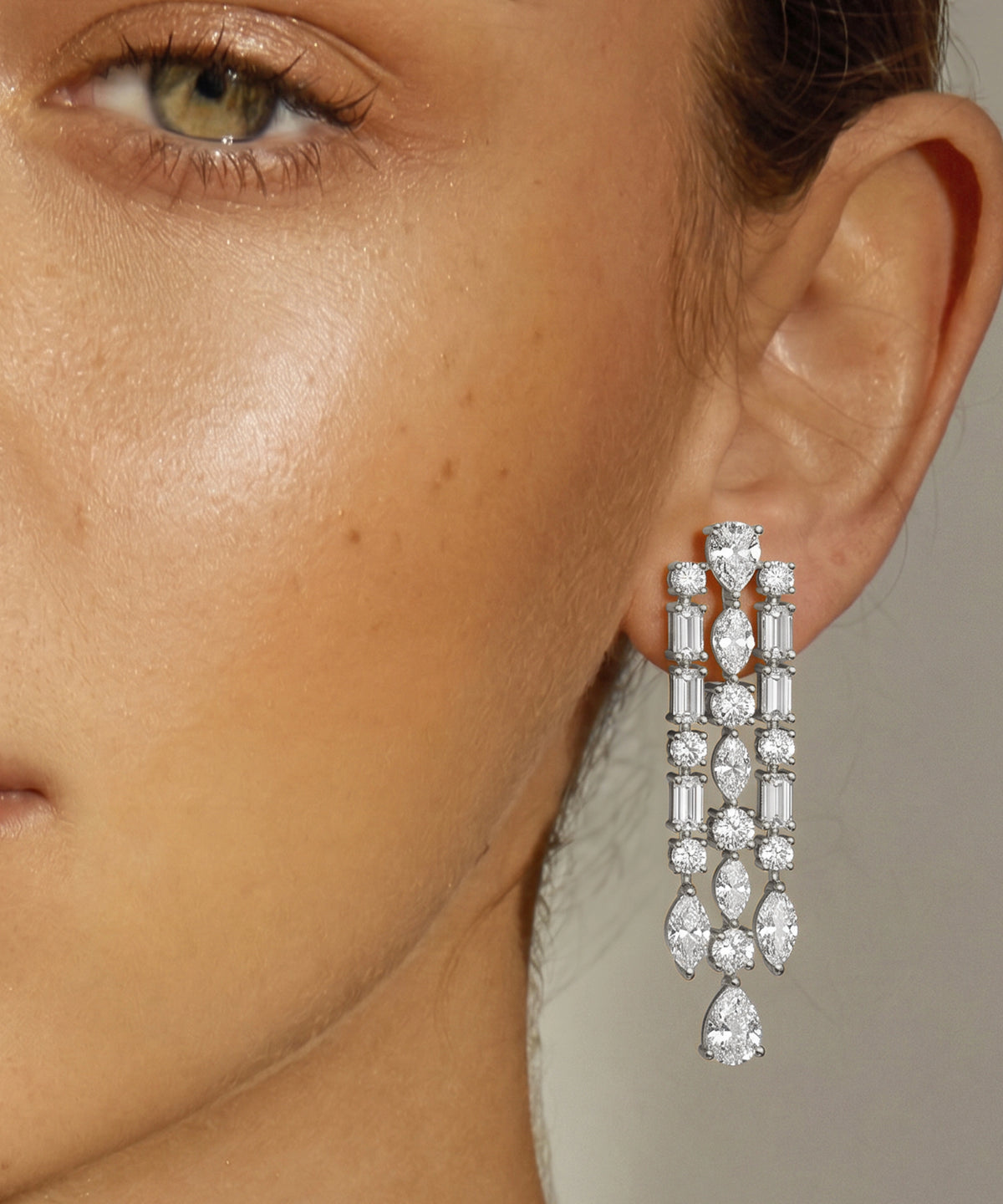 Ovani® Lab-grown Diamond Multi-Shape Dangling Earrings