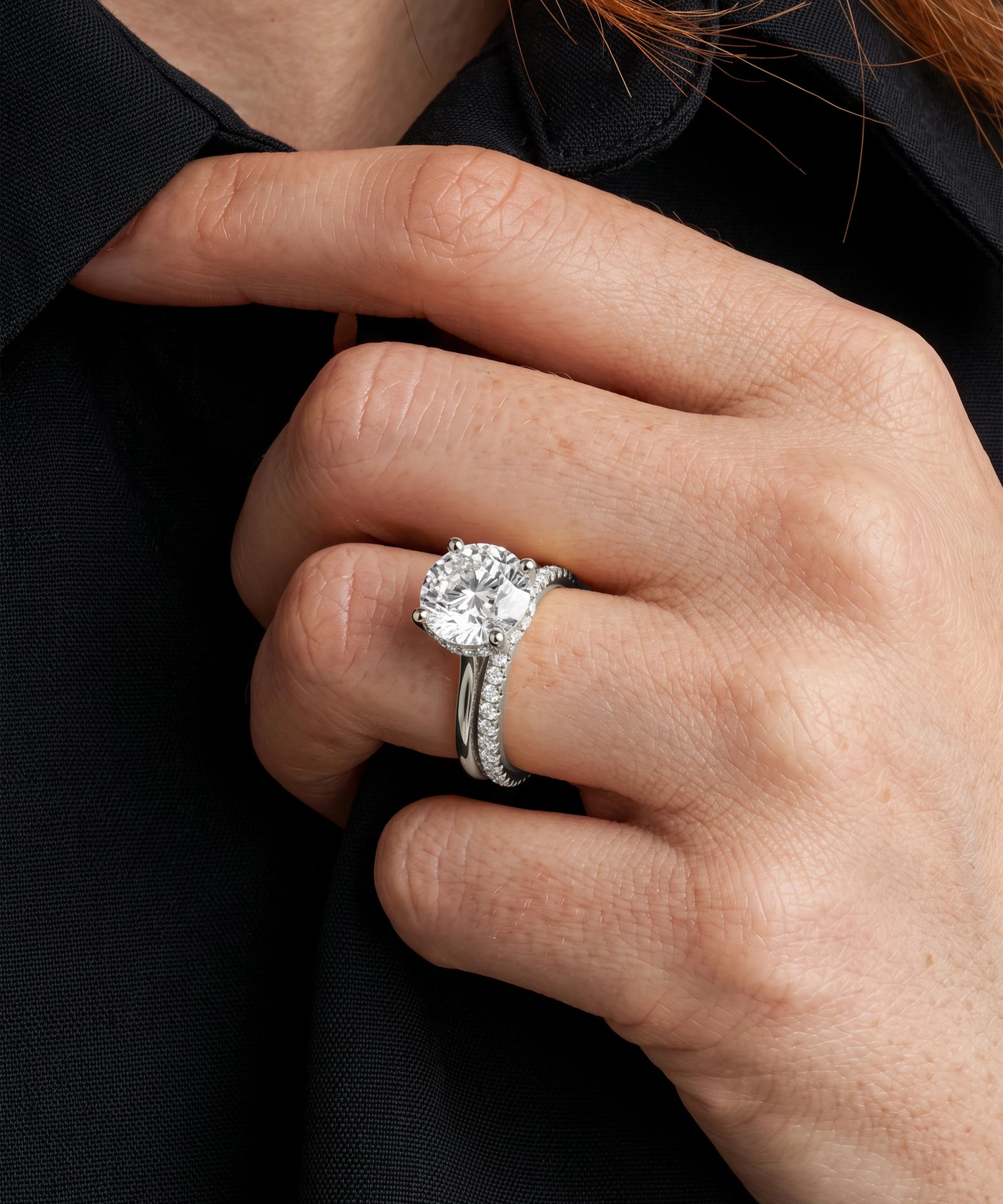 Ovani® Lab-grown Diamond Round Hidden Halo Bridal Set