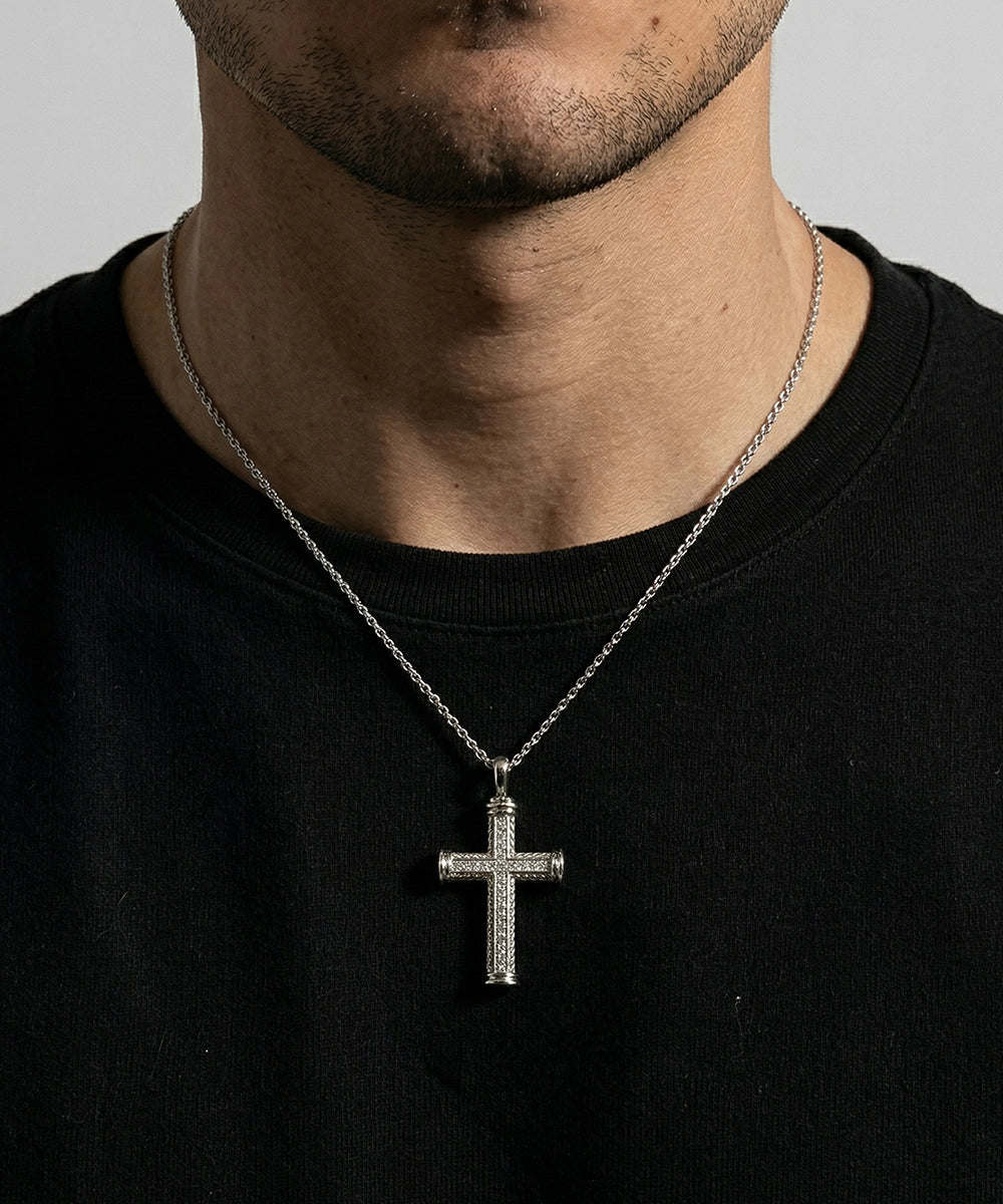 Link N Lock® Silver Lab-grown Diamond Cross Pendant