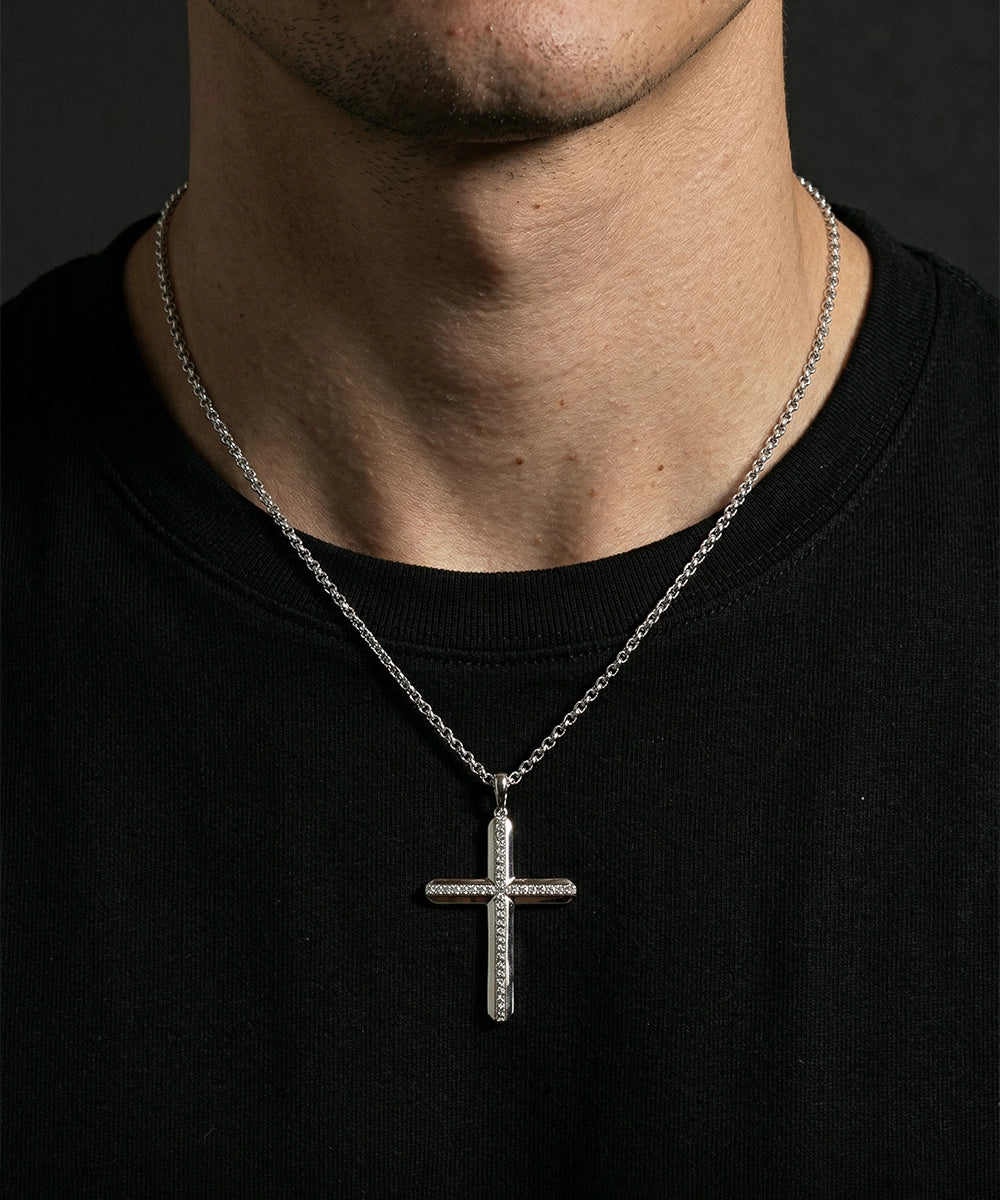 Link N Lock® Silver Lab-grown Diamond Cross Pendant