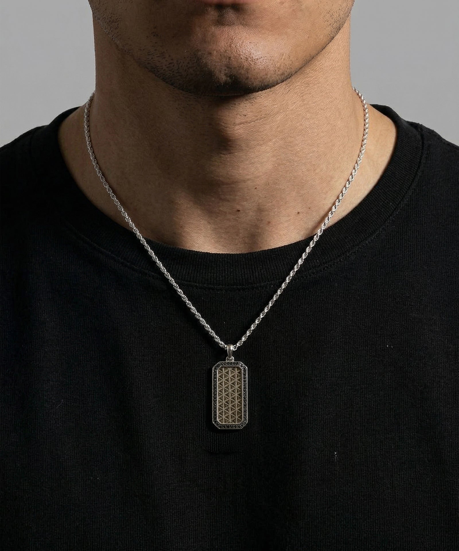 Link N Lock® Lab-grown Diamond Black Plated Dog Tag Pendant